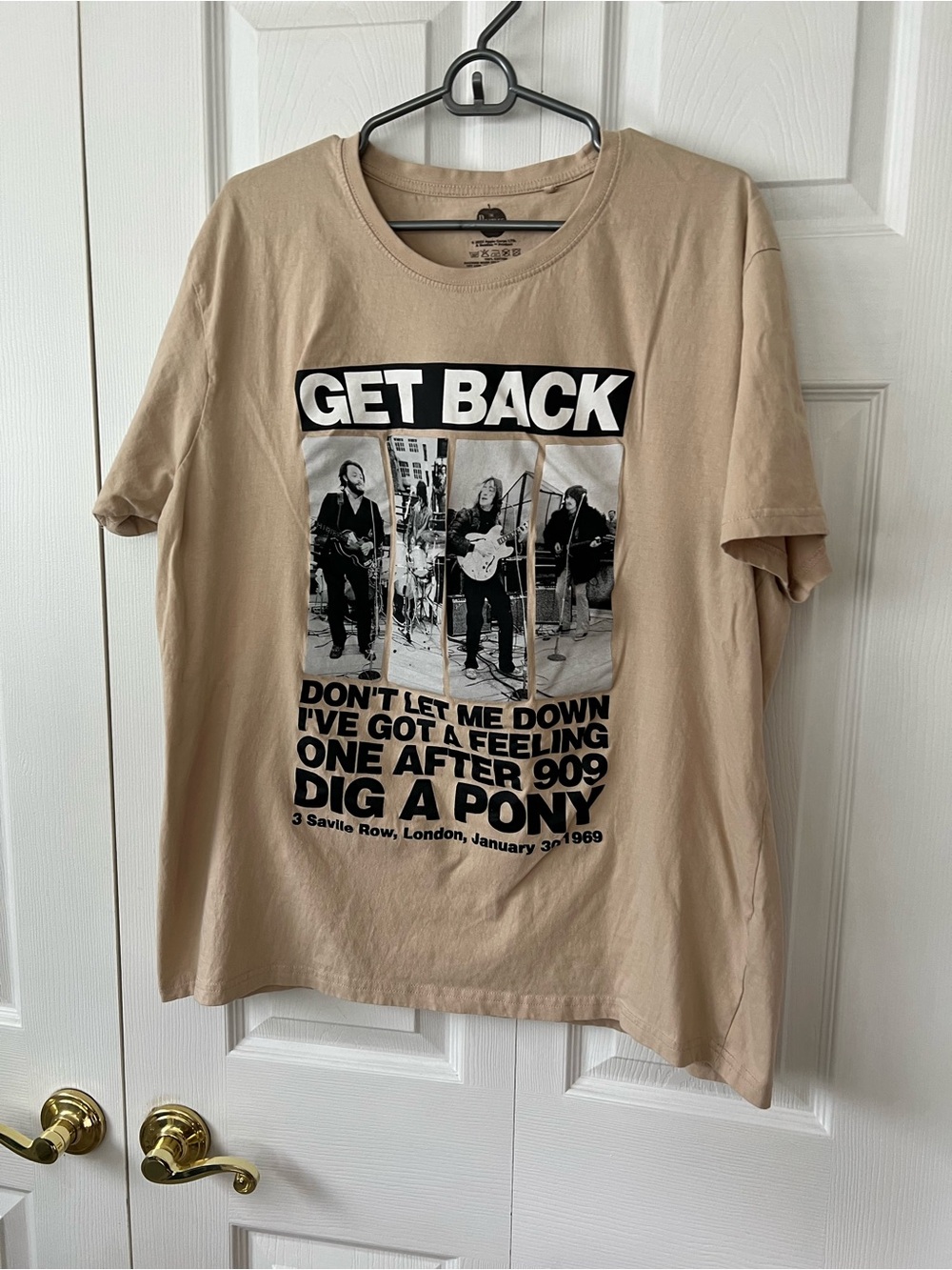 The Beatles Beige 'Get Back' Graphic Short Sleeve Tee